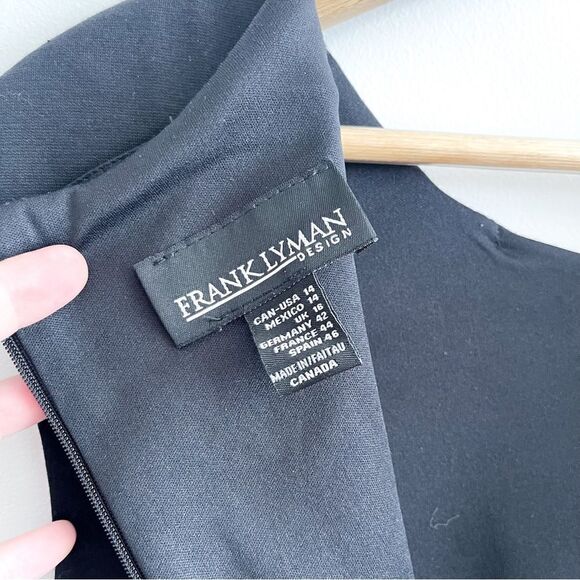 Frank Lyman Sleeveless Shift Dress Black Back Zip Women's 14 Stretch LBD - Picture 4 of 8